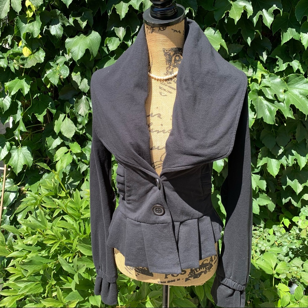 MIKE & CHRIS Black French Terry Shawl Collar Jacket, S - Picture 2 of 15